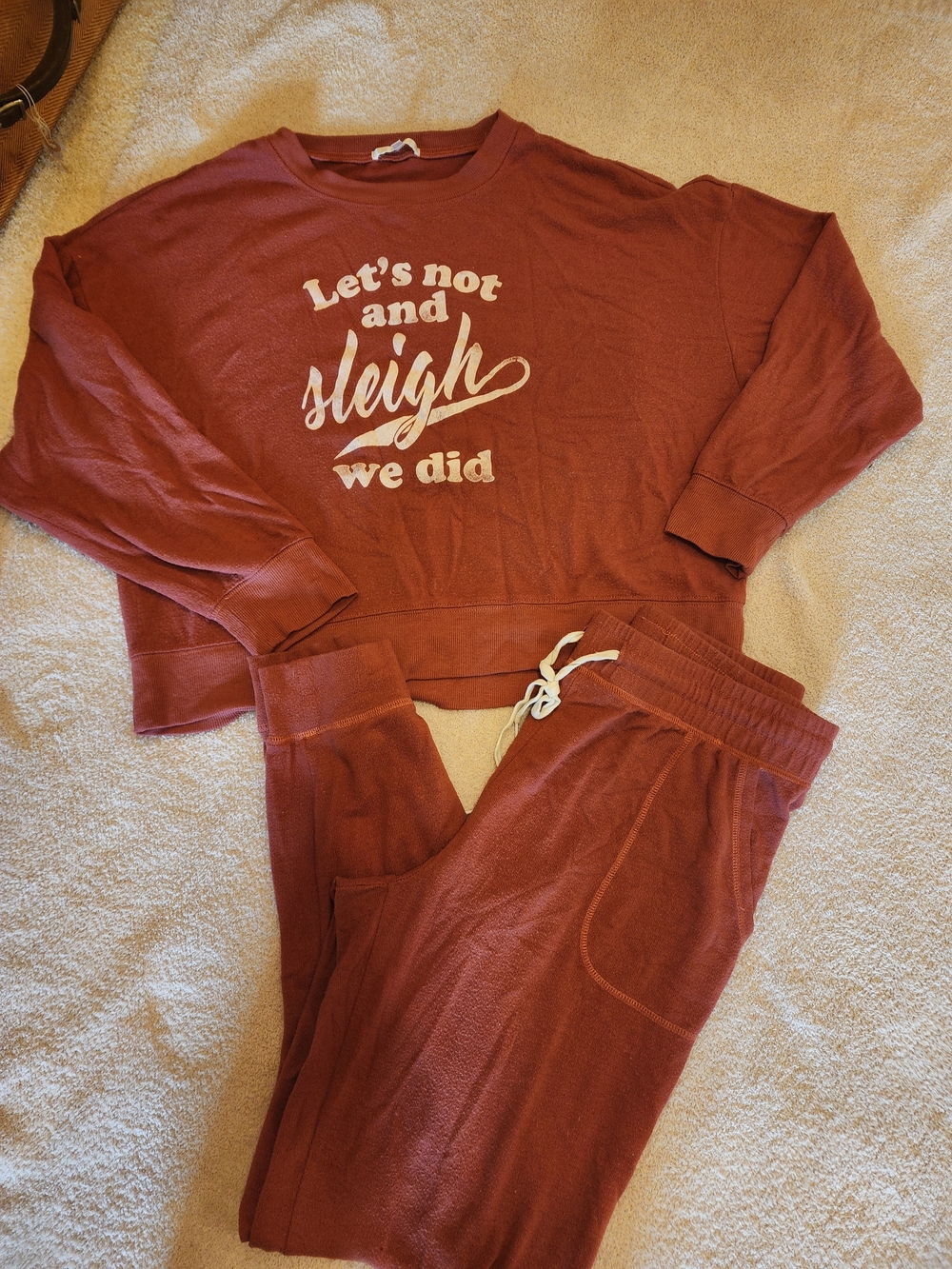 Z Supply Rust Red Pajama Set with White Script Graphic
